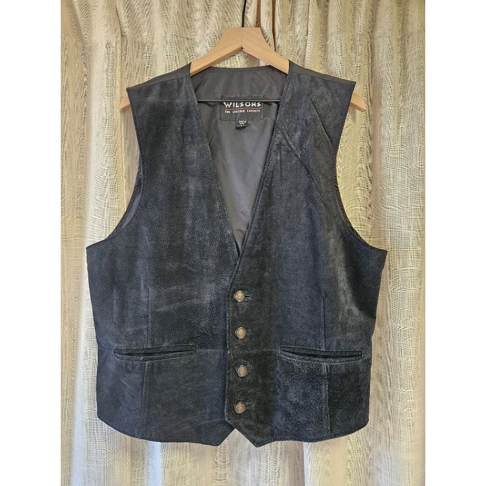 Vintage Wilsons The Leather Experts black soft leather vest, men's L